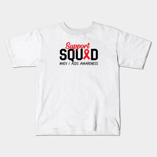 AIDS HIV Awareness Shirt, Support Squad Red Ribbon Kids T-Shirt by mcoshop